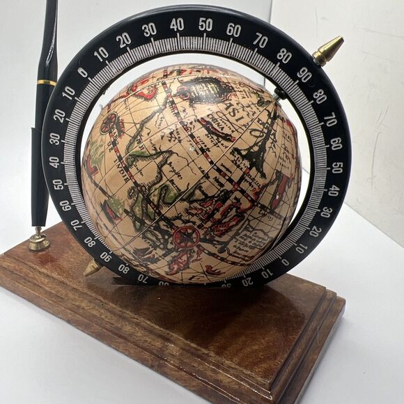 Vintage Desktop Globe With Pen And Holder - Picture 4 of 5